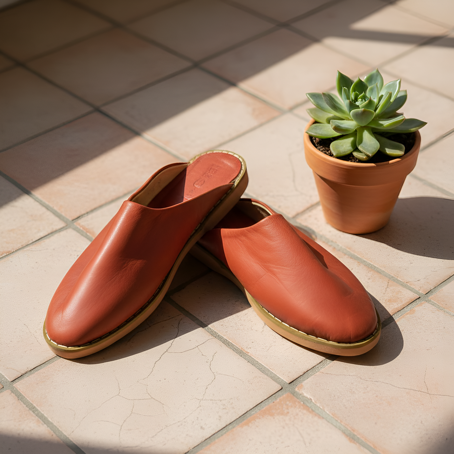 Babouche traditionnelle en cuir confortable et résistante pour femme – Coloris Orange