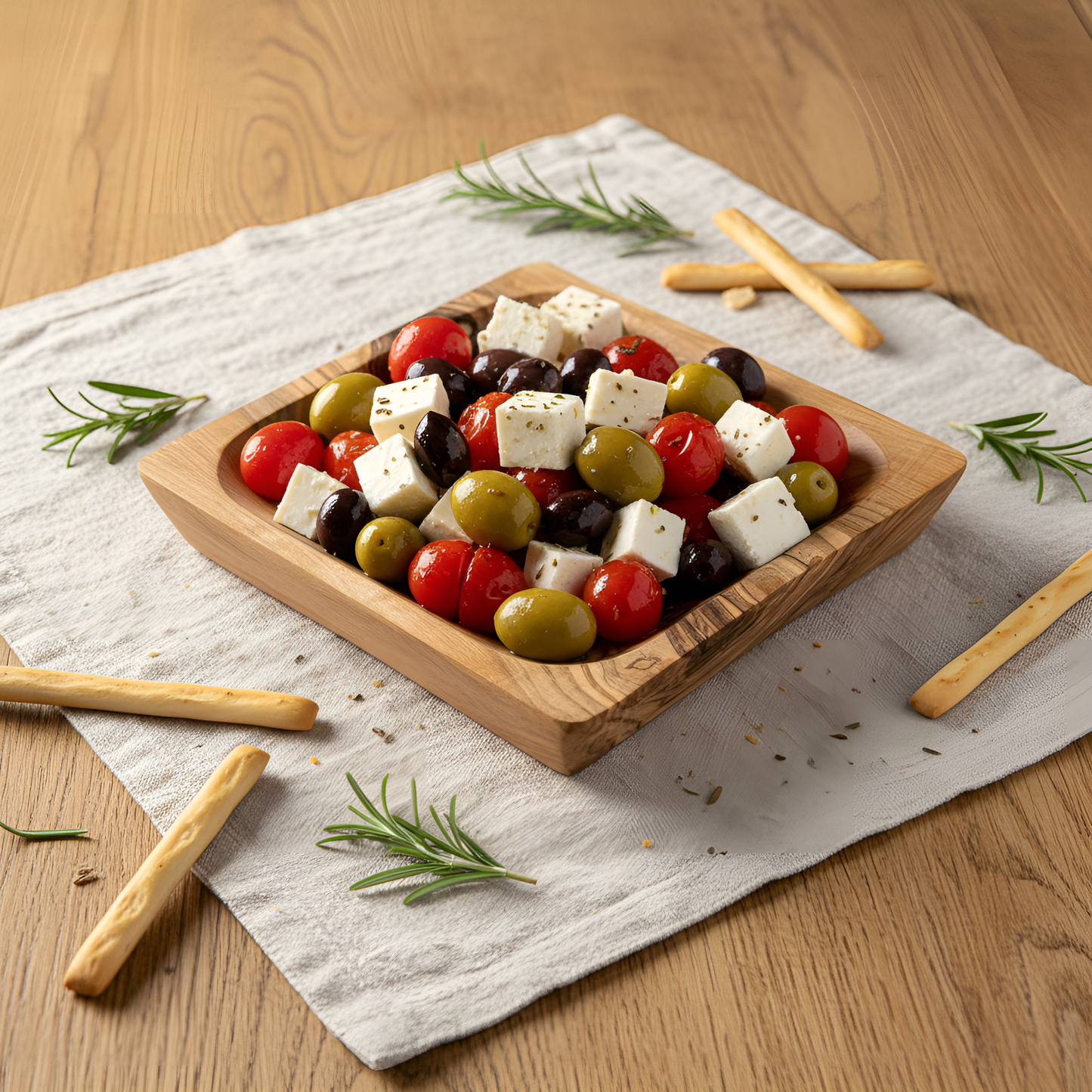 Le Support Apéritif Carré en Bois d’Olivier