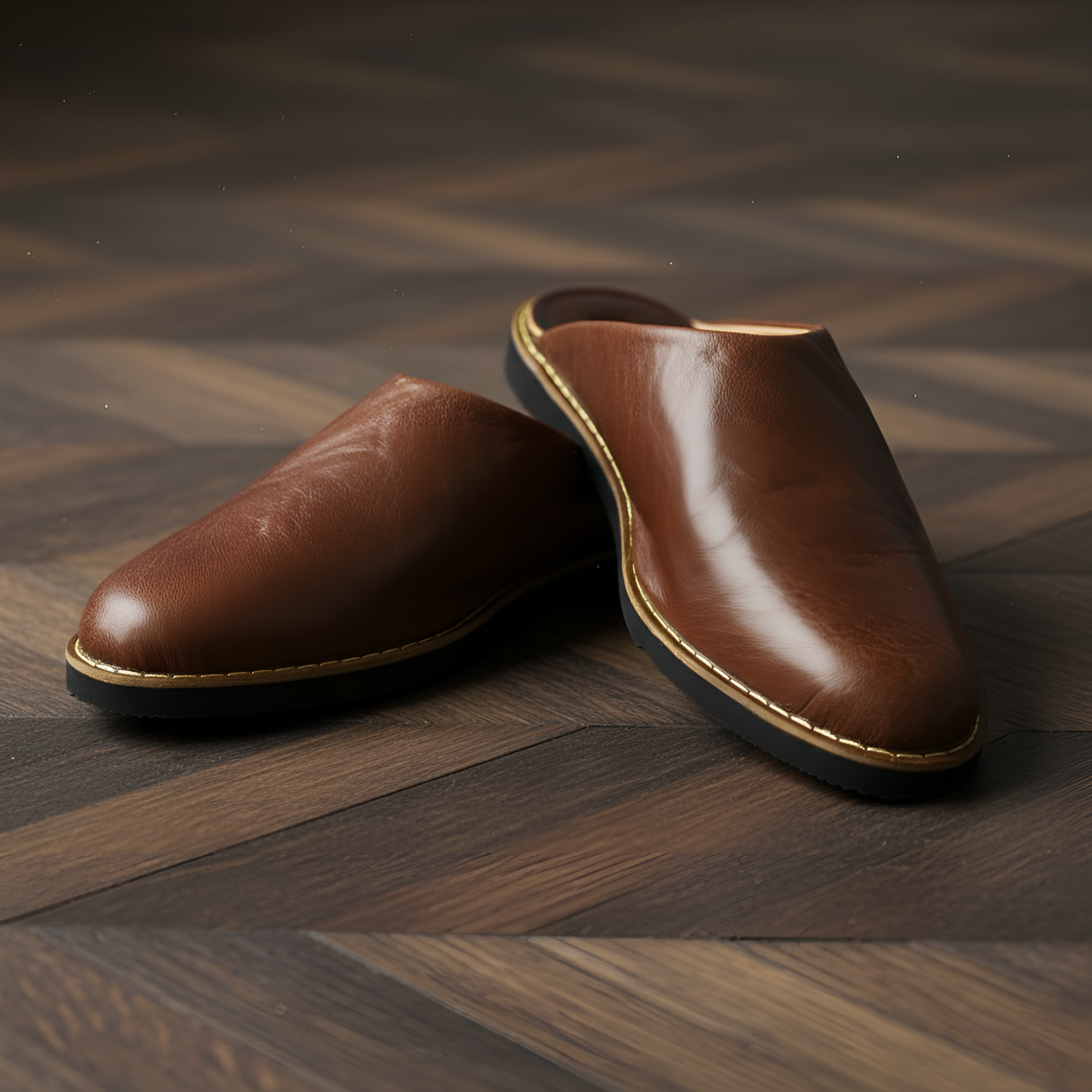 Babouche traditionnelle en cuir confortable et résistante pour femme – Coloris Marron Foncé