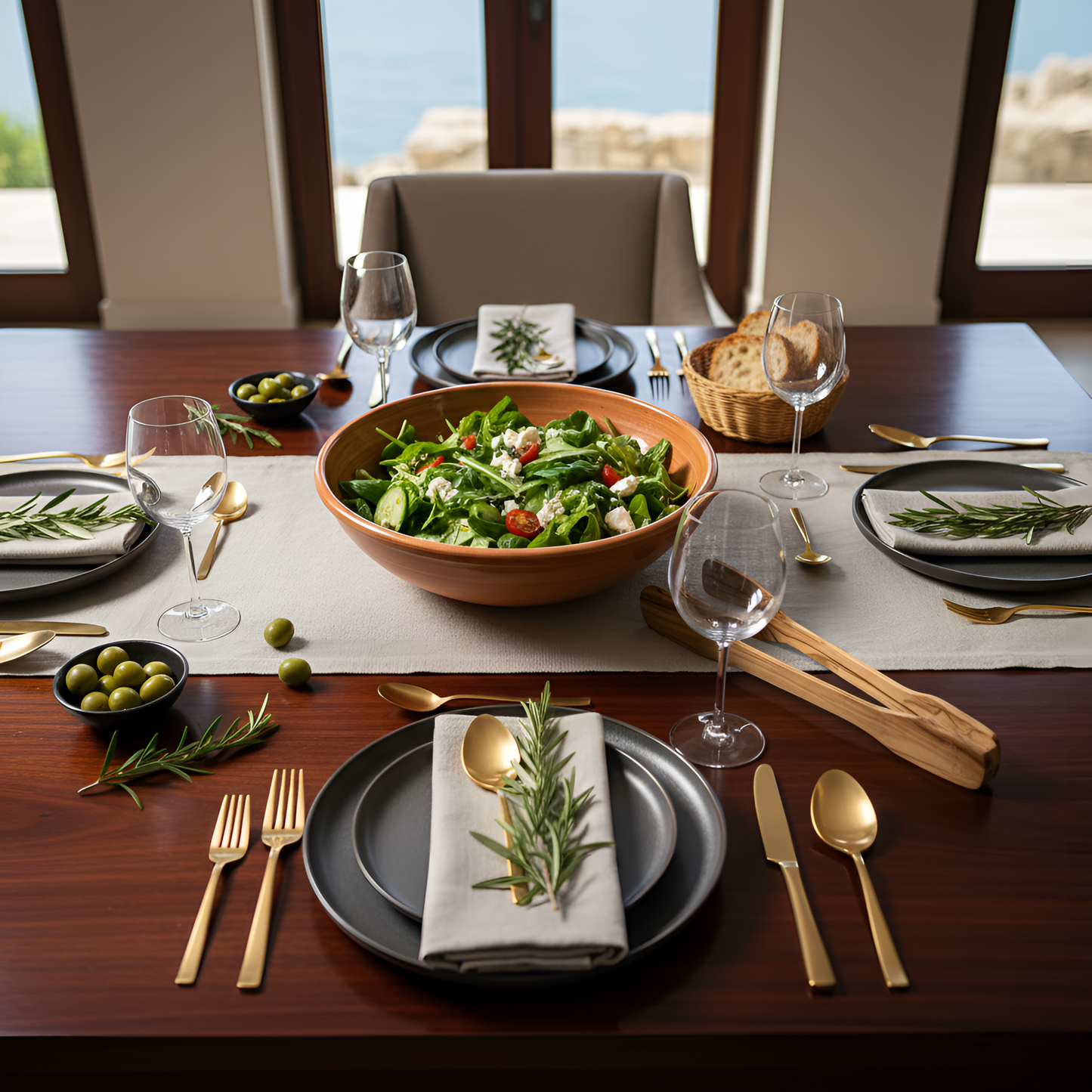 Pince à Salade en Bois d’Olivier – 28 cm