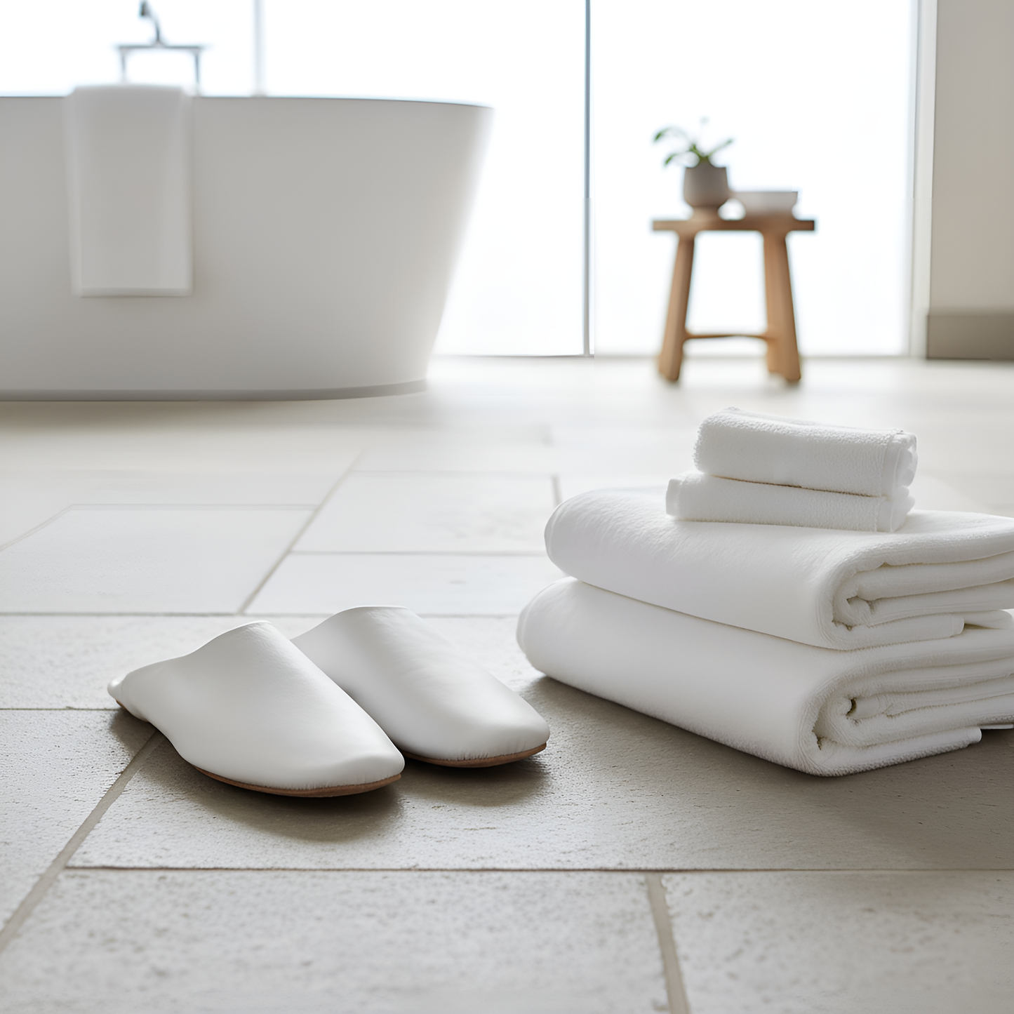 Babouche traditionnelle confortable en cuir souple pour homme – Coloris Blanc