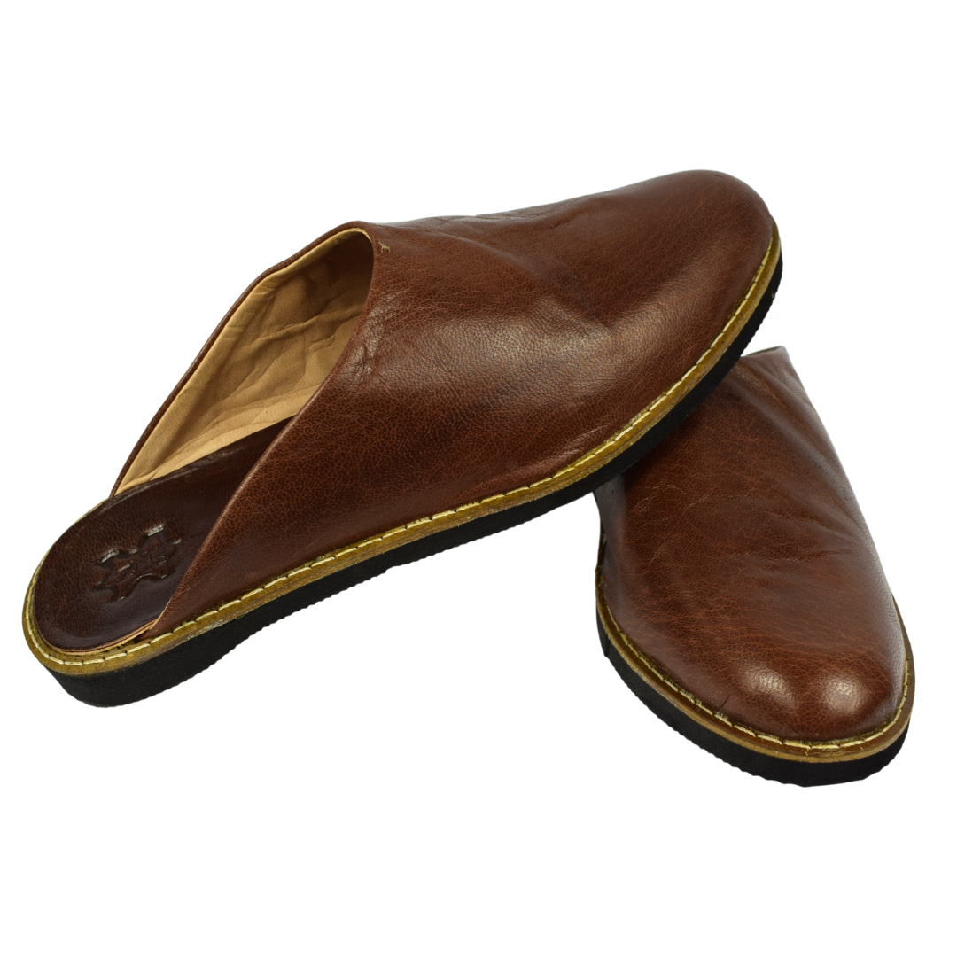 Babouche traditionnelle en cuir confortable et r sistante pour homme Coloris Marron fonc
