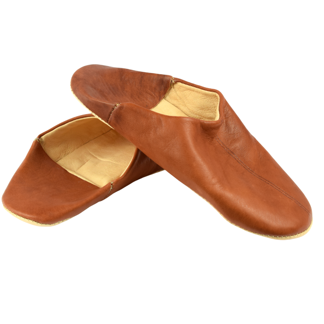 Babouche traditionnelle confortable en cuir souple pour homme Coloris Marron Fonce