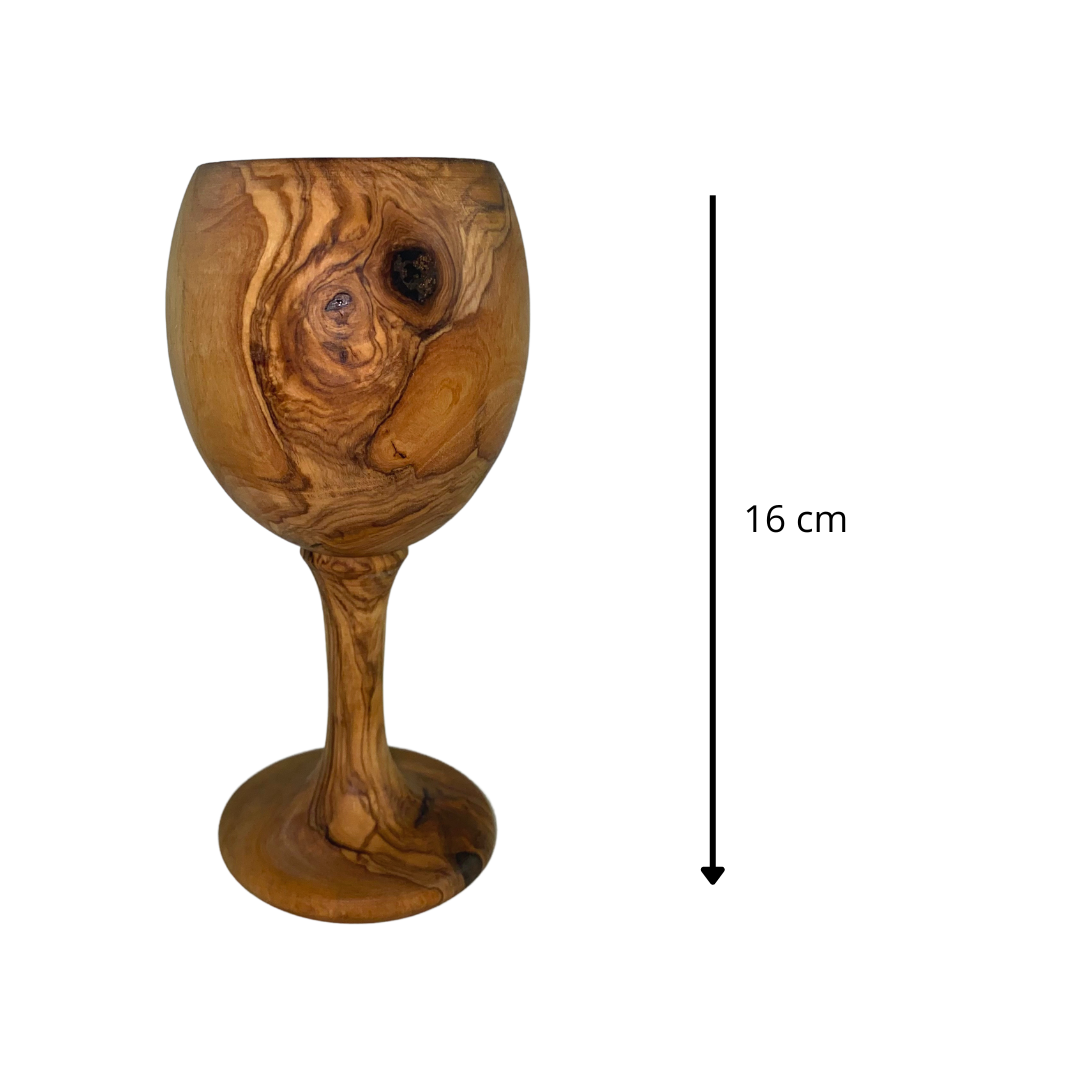 Verre en bois d'olivier - Fait à la main - 16 cm - Lot de 2