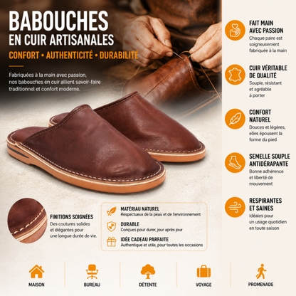 Babouche Cuir Naturel