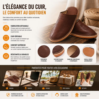 Babouche Cuir Naturel