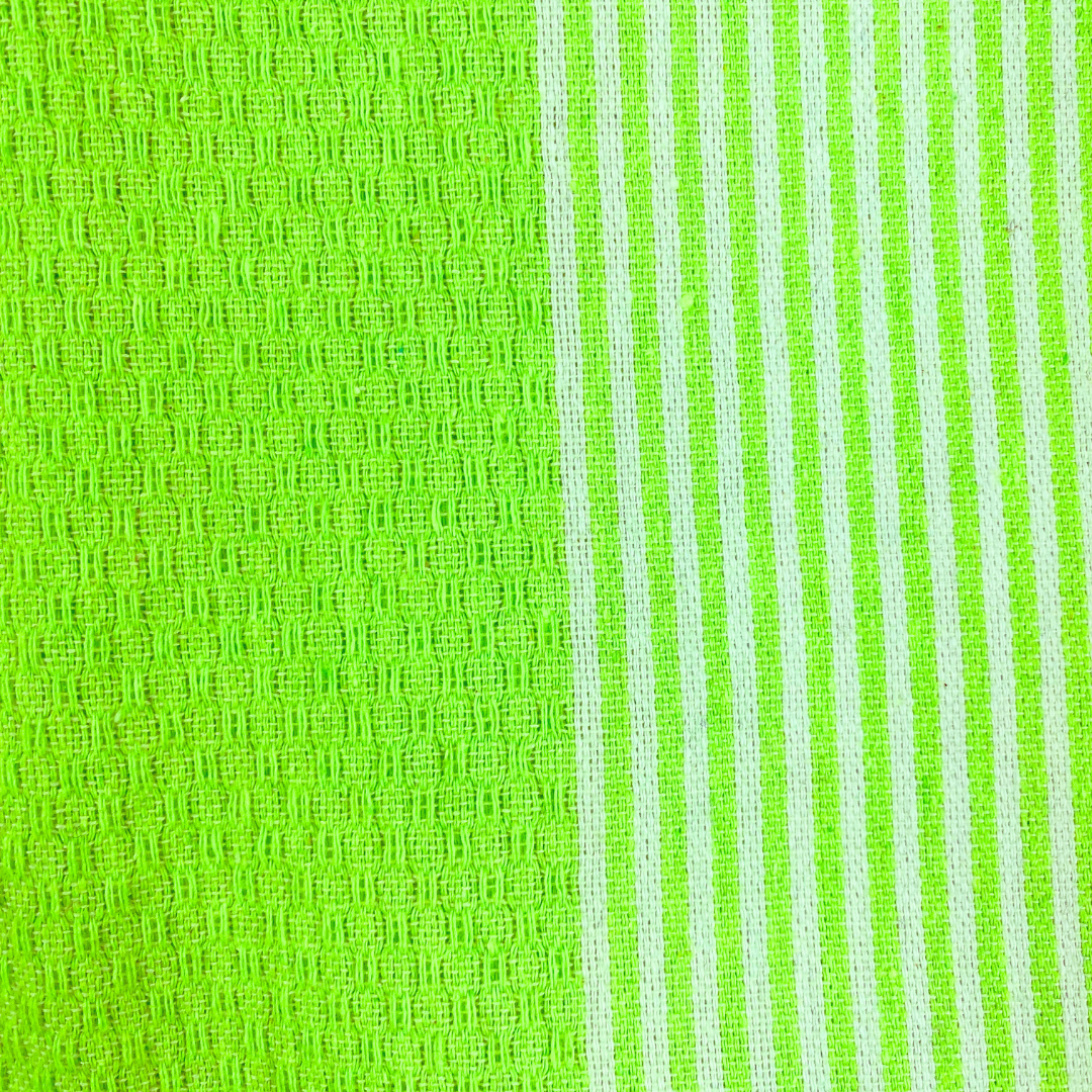 Handmade Fouta - 200 x 100 cm - Color Green with white stripes