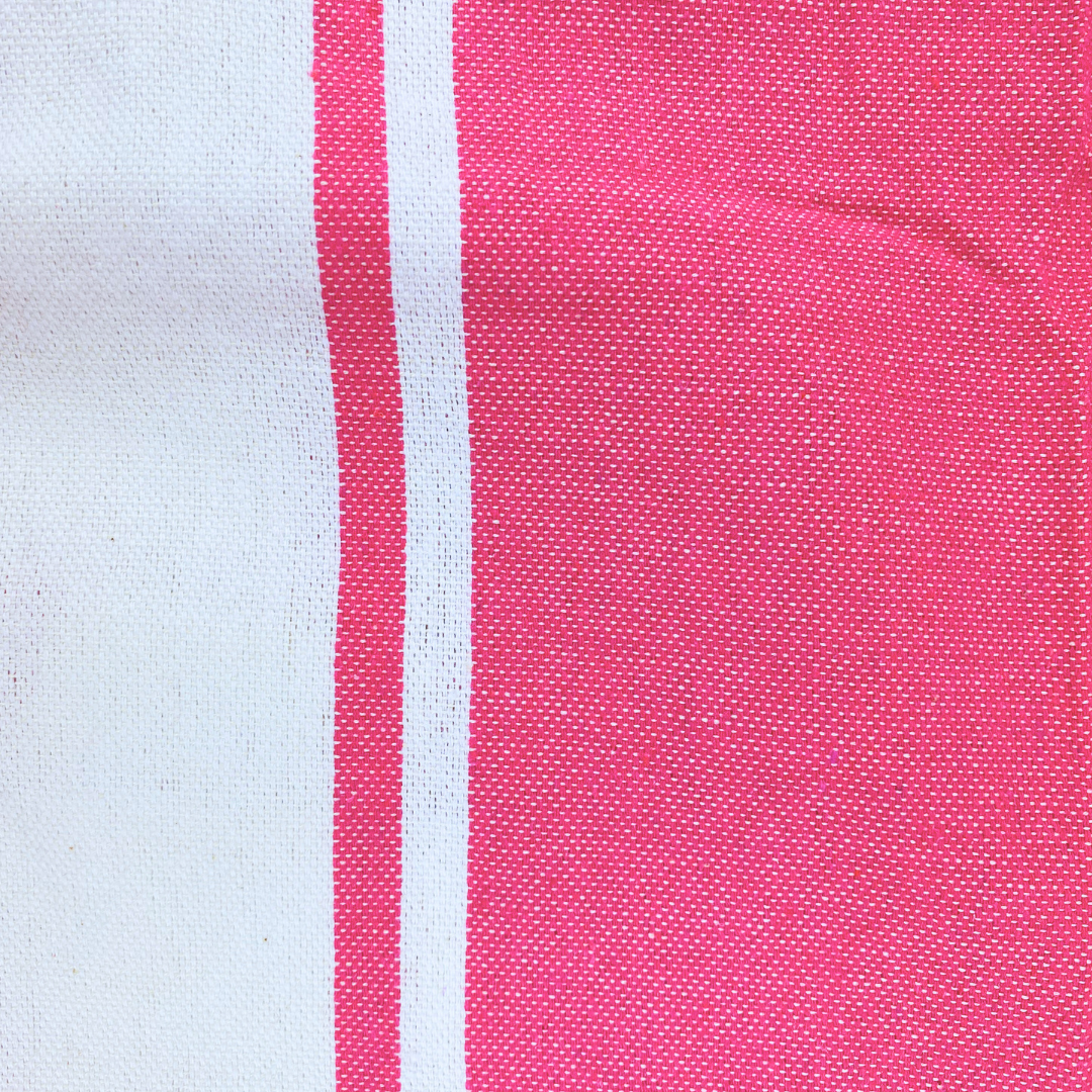 Handmade Fouta - 200 x 100 cm - Color Pink with white stripe
