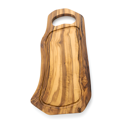 Planche à découper avec encoche en bois d'olivier -42 cm- Artisanale - Différentes tailles