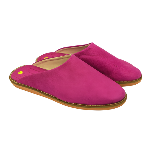 Babouche traditionnelle en cuir confortable et résistante pour femme - Coloris Rose