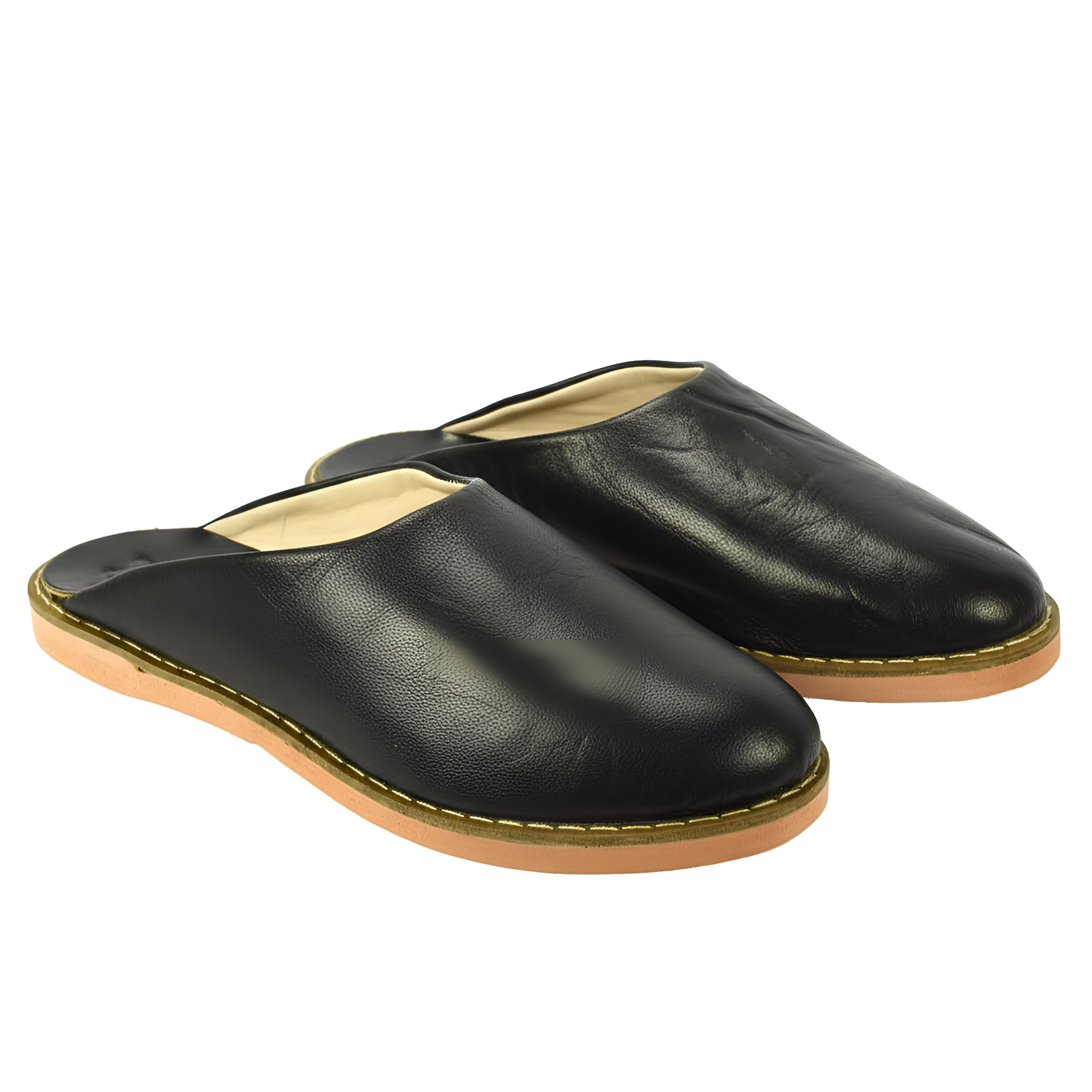 Babouche traditionnelle en cuir confortable et résistante pour femme – Coloris Noir