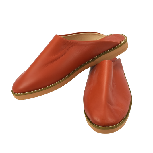 Babouche traditionnelle en cuir confortable et résistante pour femme – Coloris Orange