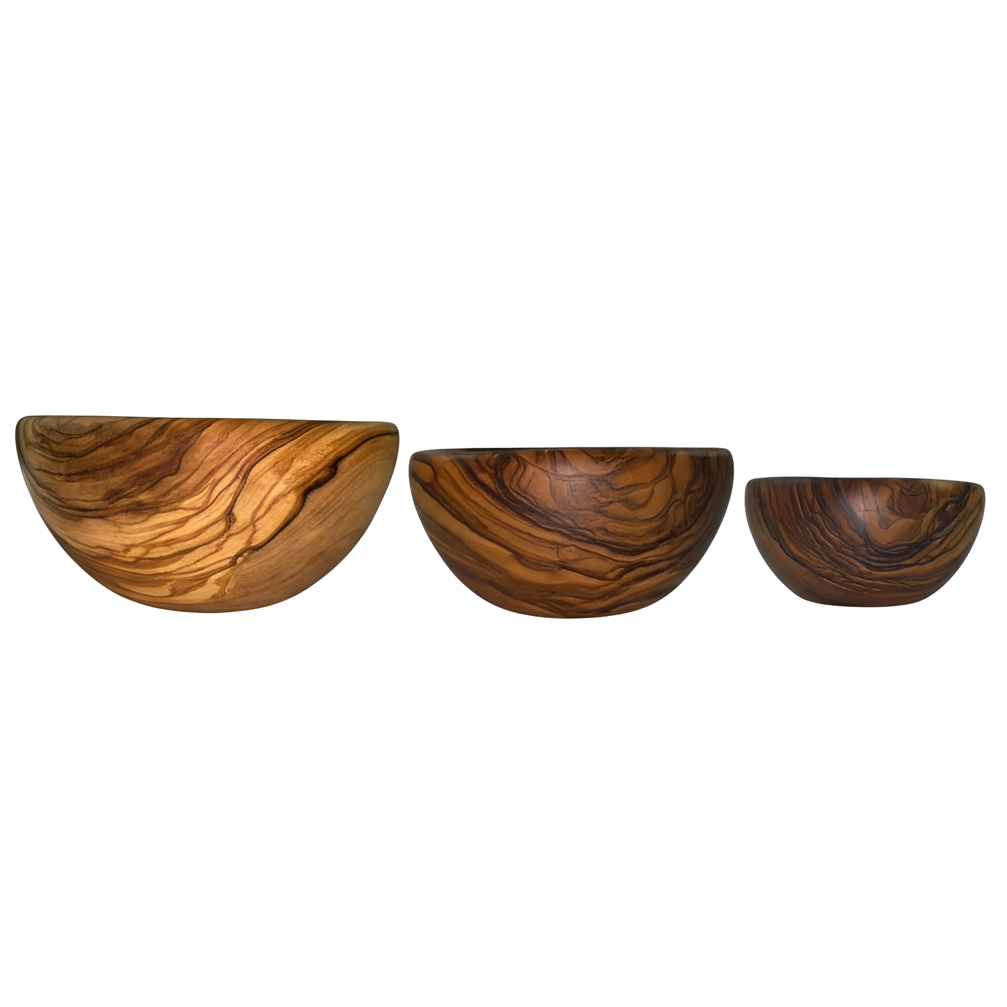 Bols en bois d'olivier - Lot de 2 - 8 cm, 12 cm ou 14 cm