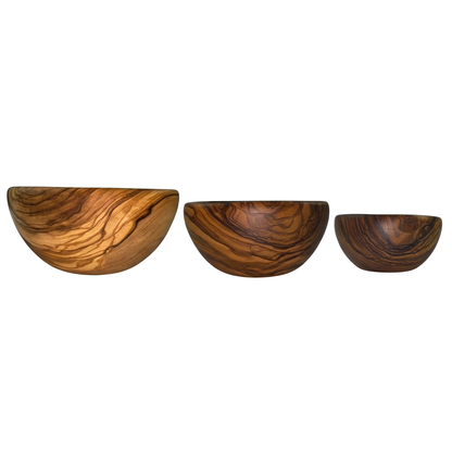 Bols en bois d'olivier - Lot de 2 - 8 cm, 12 cm ou 14 cm