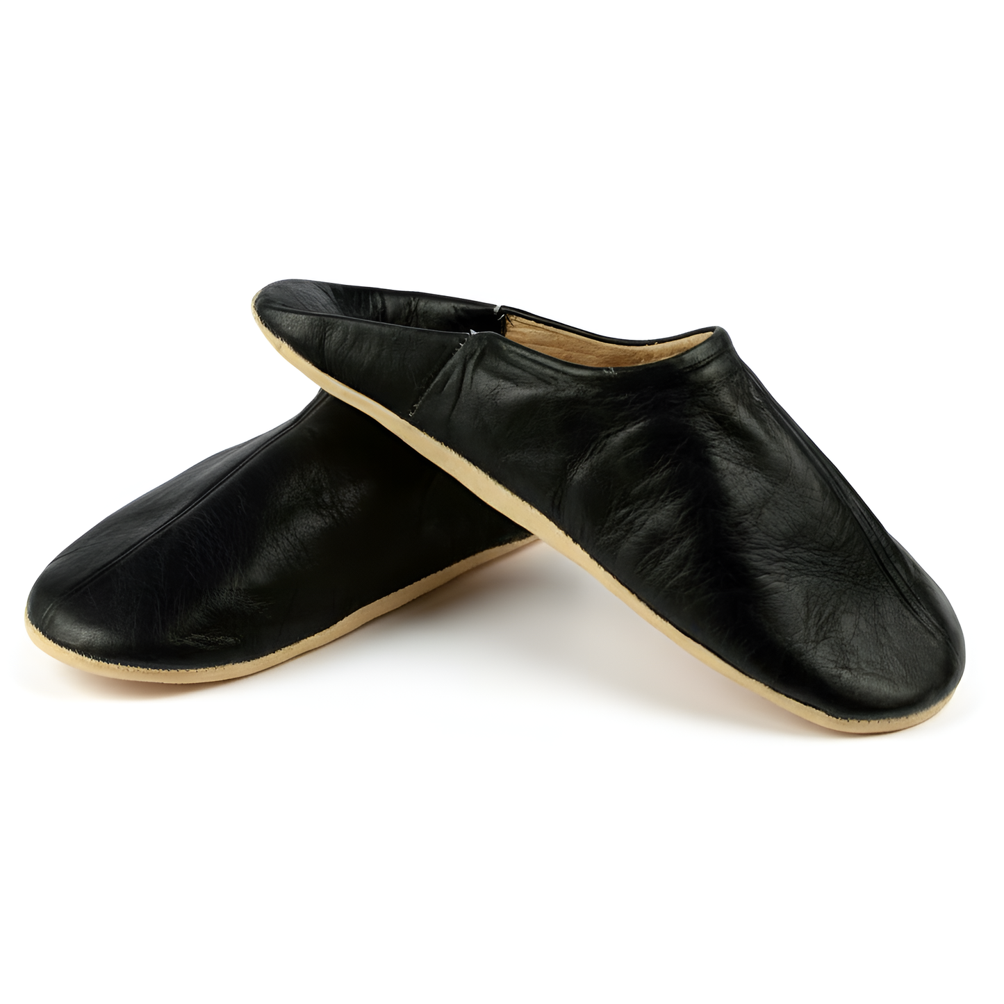 Comfortable traditional slippers in soft leather for men - Color Black