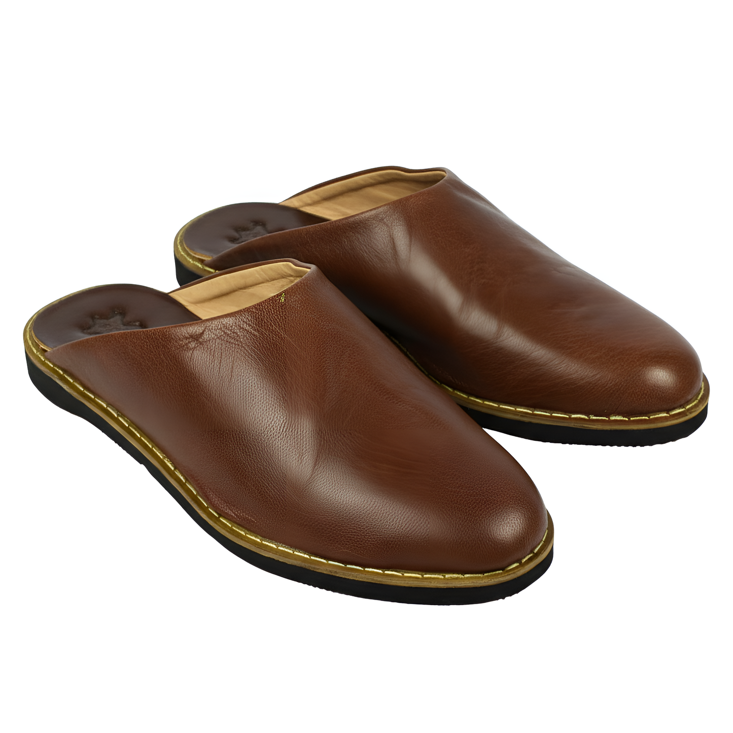 Babouche traditionnelle en cuir confortable et résistante pour femme – Coloris Marron Foncé