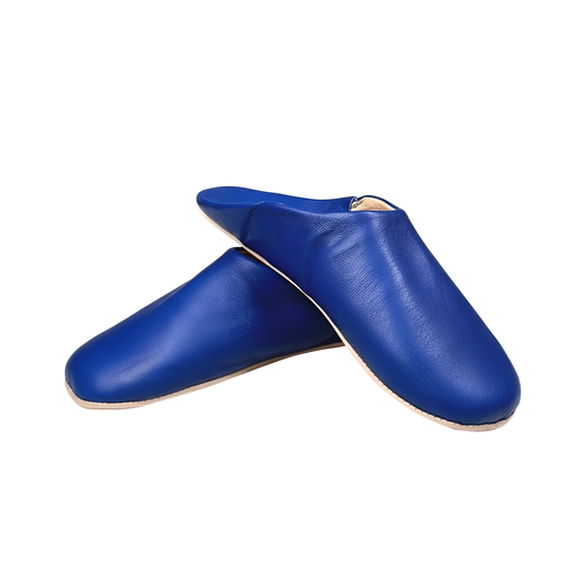 Babouche traditionnelle confortable en cuir souple pour homme – Coloris Bleu Nuit