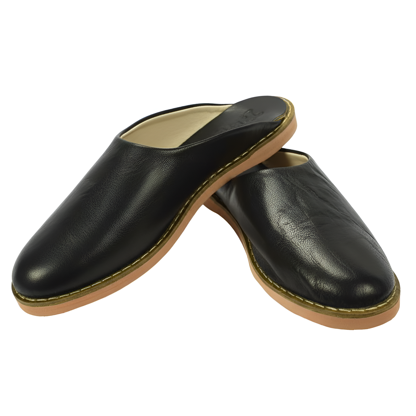 Babouche traditionnelle en cuir confortable et résistante pour homme – Coloris Noir