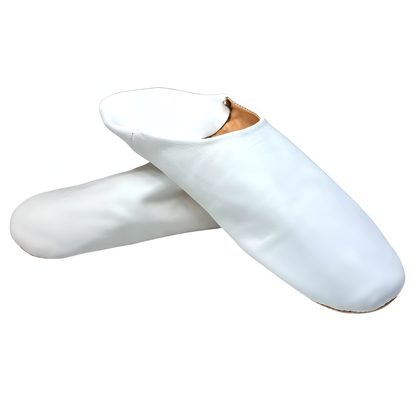 Babouche traditionnelle confortable en cuir souple pour homme – Coloris Blanc