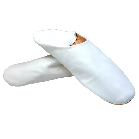 Babouche traditionnelle confortable en cuir souple pour homme – Coloris Blanc