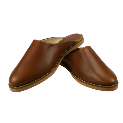 Babouche traditionnelle en cuir confortable et résistante pour femme – Coloris Marron Clair