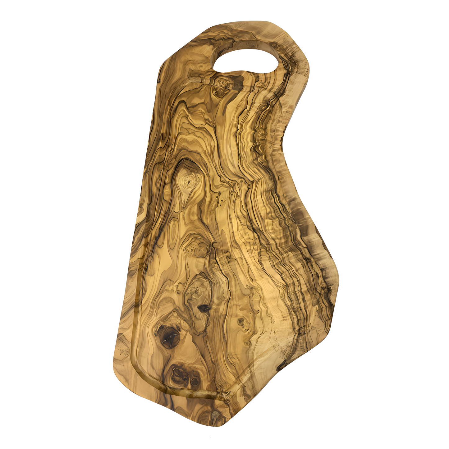 Planche à découper avec encoche en bois d'olivier - 52cm - Artisanale - Différentes tailles