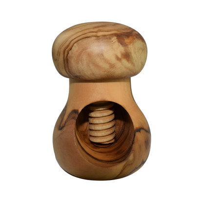 Nutcracker in the shape of a mushroom in olive wood - Screw mechanism - Kitchen utensil - 10 x 6 cm