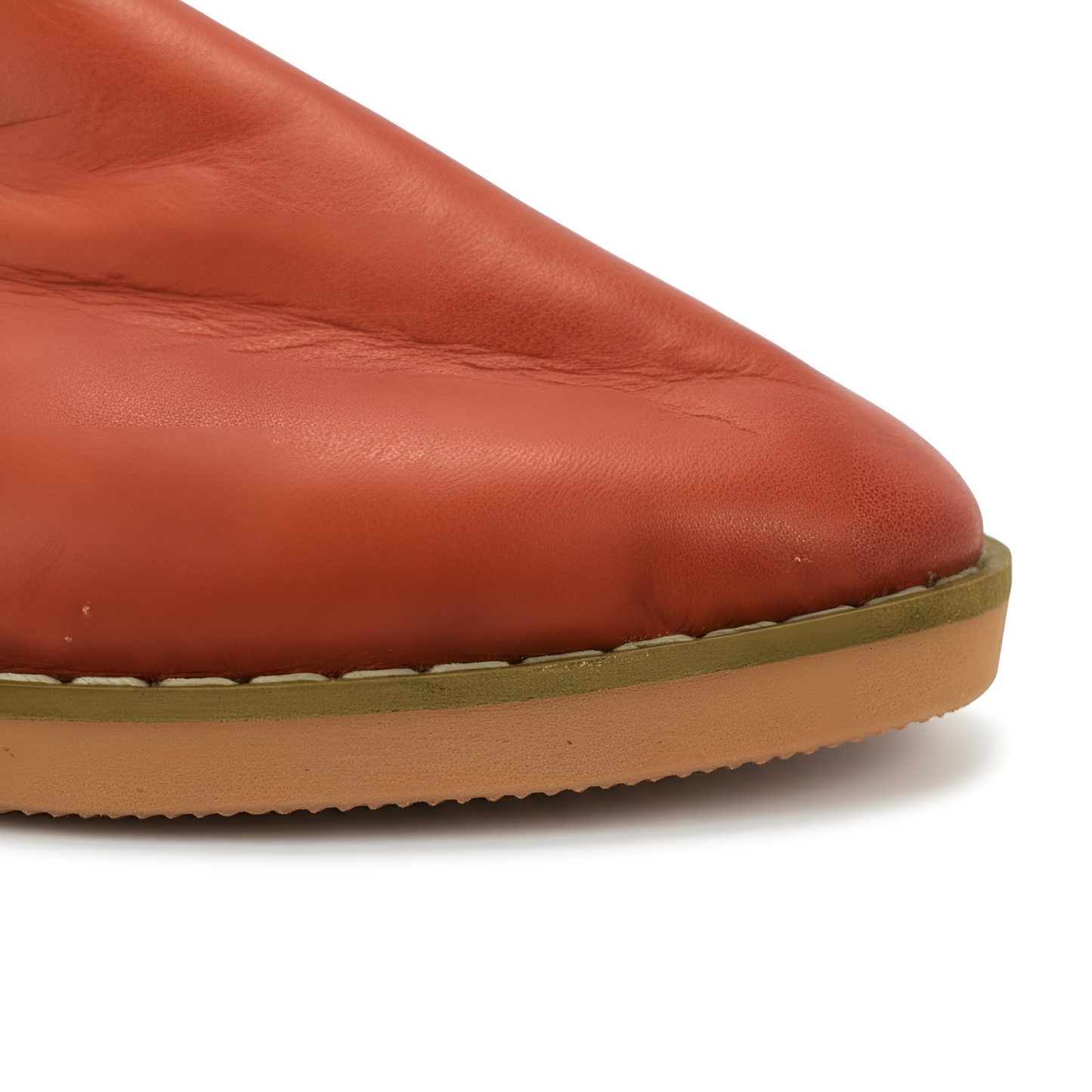 Babouche traditionnelle en cuir confortable et résistante pour femme – Coloris Orange
