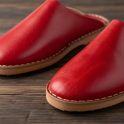 Babouche traditionnelle en cuir confortable et résistante pour homme – Coloris Rouge