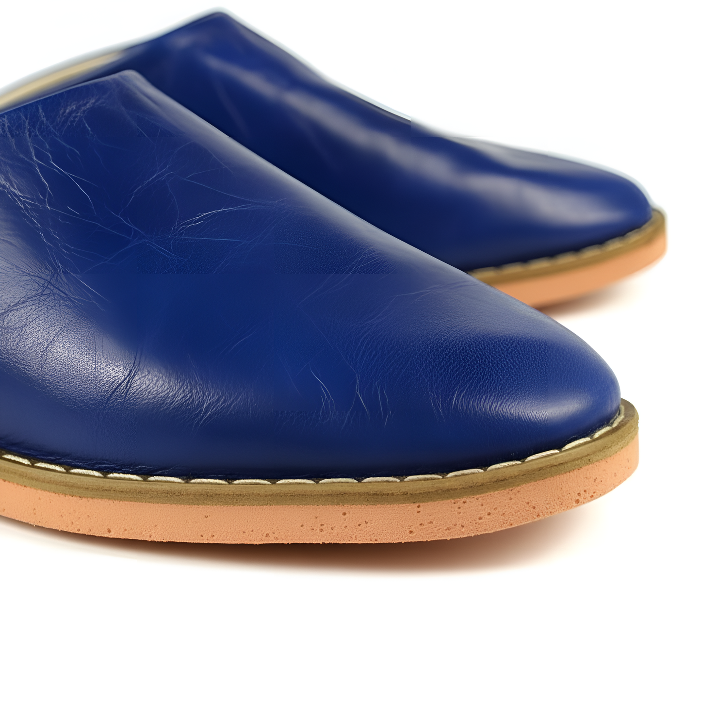 Babouche traditionnelle en cuir confortable et résistante pour homme – Coloris Bleu