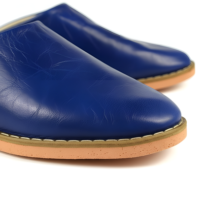 Babouche traditionnelle en cuir confortable et résistante pour homme – Coloris Bleu