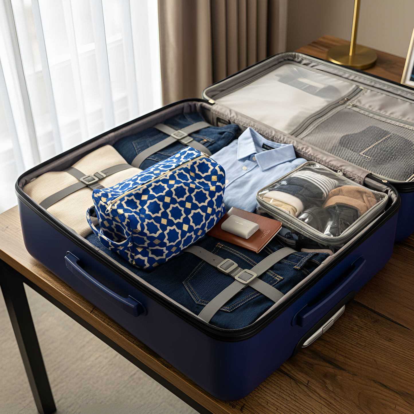 Trousse de toilette Laurence – Large - Bleu Roi