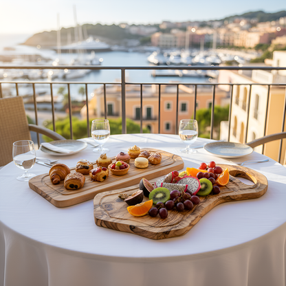 Lot Planches à découper avec encoche en bois d'olivier - 42/52 cm - Artisanale - Différente Taille