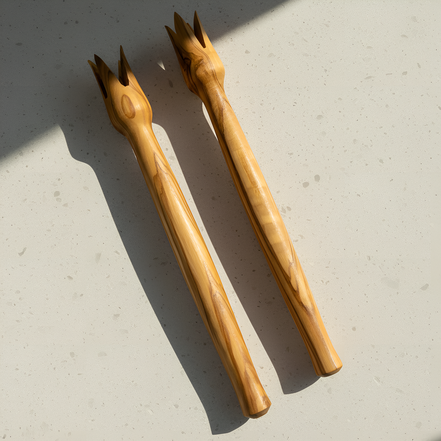 Pique apéritif en bois d'olivier - Lot de deux - 14 cm