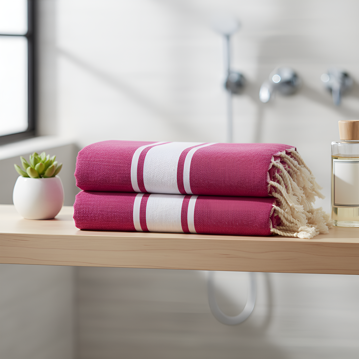 FOUTA-R-ÉPAISSE-BLANCHE-ROSE