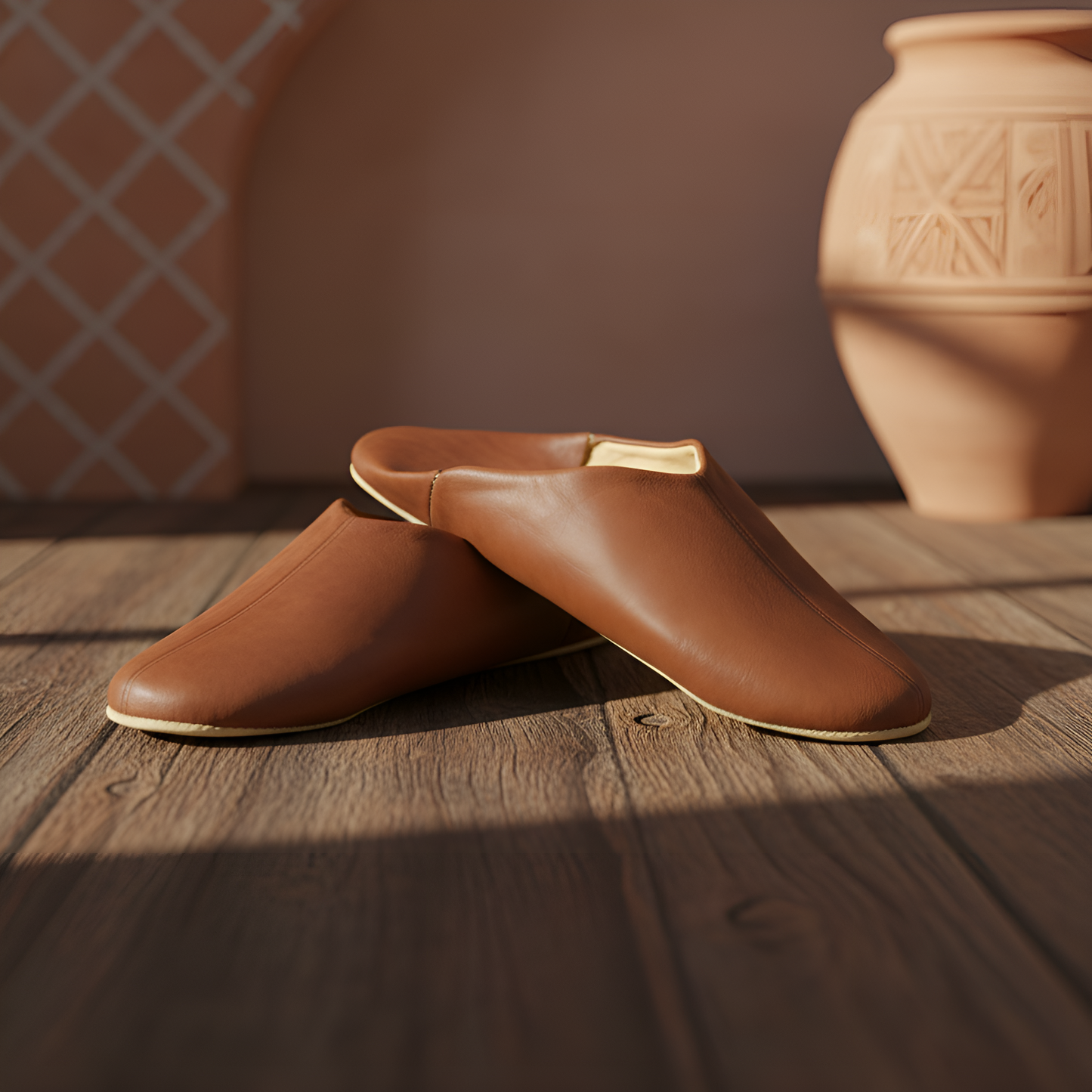 Comfortable traditional slipper in soft leather for men - Color Dark Brown