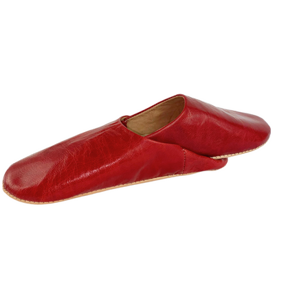 Babouche traditionnelle confortable en cuir souple pour femme – Coloris Rouge