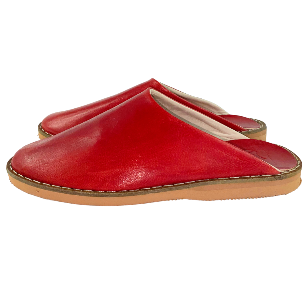 Babouche traditionnelle en cuir confortable et résistante pour homme – Coloris Rouge