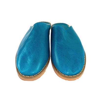 Babouche traditionnelle en cuir confortable et résistante pour femme – Coloris Bleu