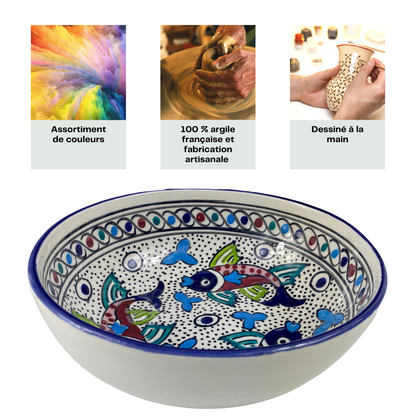 Handcrafted ceramic bowl - Color Blue/Goldfish - 18 cm