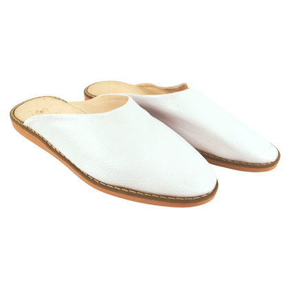 Traditional comfortable and resistant leather slipper for men - White color