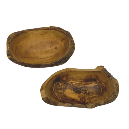 Coupelles en bois d'olivier - Fabrication artisanale - Lot de deux - 14 x 9 x 8 cm