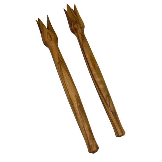 Aperitif pick in olive wood - Set of two - 14 cm