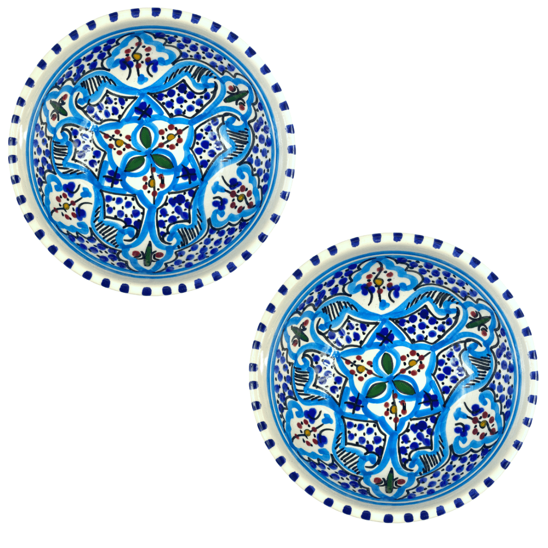 Handcrafted ceramic bowl - Mediterranean Turquoise - Set of 2 or 4 - Available in different sizes