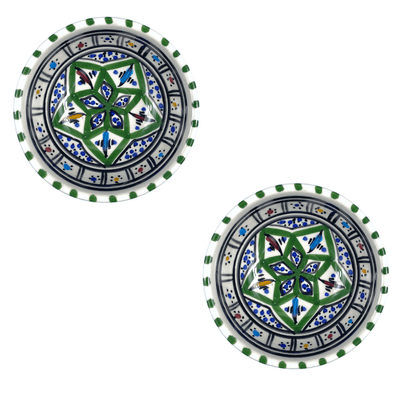 Bol en céramique fabrication artisanale - Jileli Vert - Lot de 2 ou de 4 - Disponible en différentes tailles