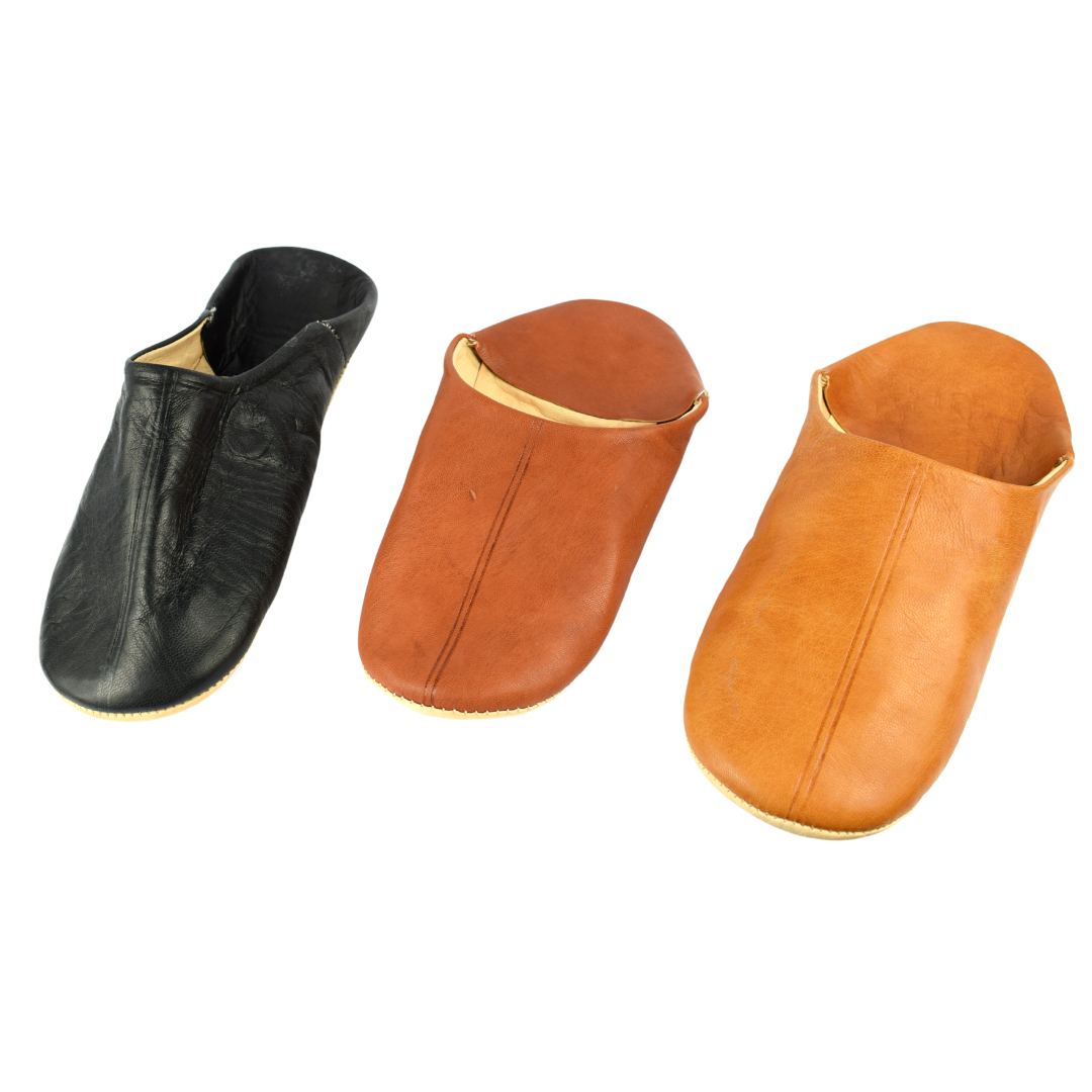 Comfortable traditional slippers in soft leather for women - Color Dark Brown