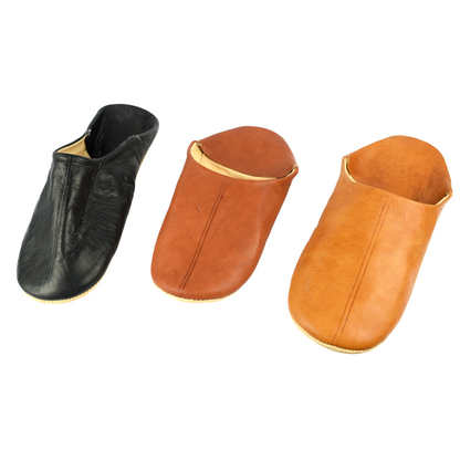 Babouche traditionnelle confortable en cuir souple pour homme – Coloris Marron Foncé