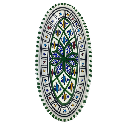 Plat de service en céramique fabriqué à la main - Jileni Vert - Ovale - Disponible en différentes tailles