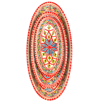 Plat de service en céramique fabriqué à la main - Chabka Rouge - Ovale - Disponible en différentes tailles
