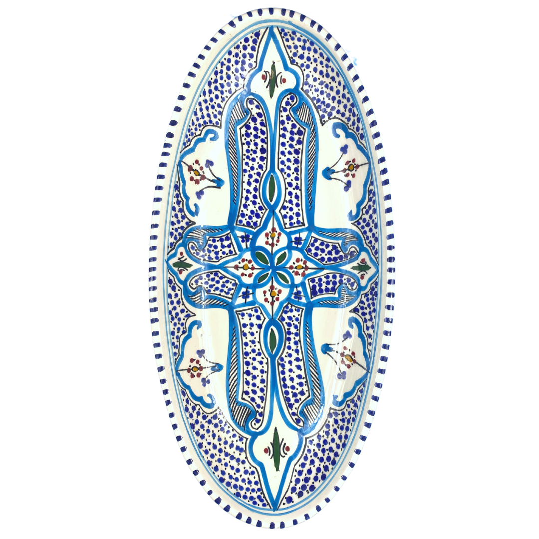 Plat de service en céramique fabriqué à la main - Méditerranée Turquoise - Ovale - Disponible en différentes tailles